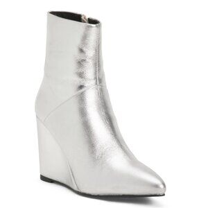 SEYCHELLES Silver Leather Only Girl Wedge Booties